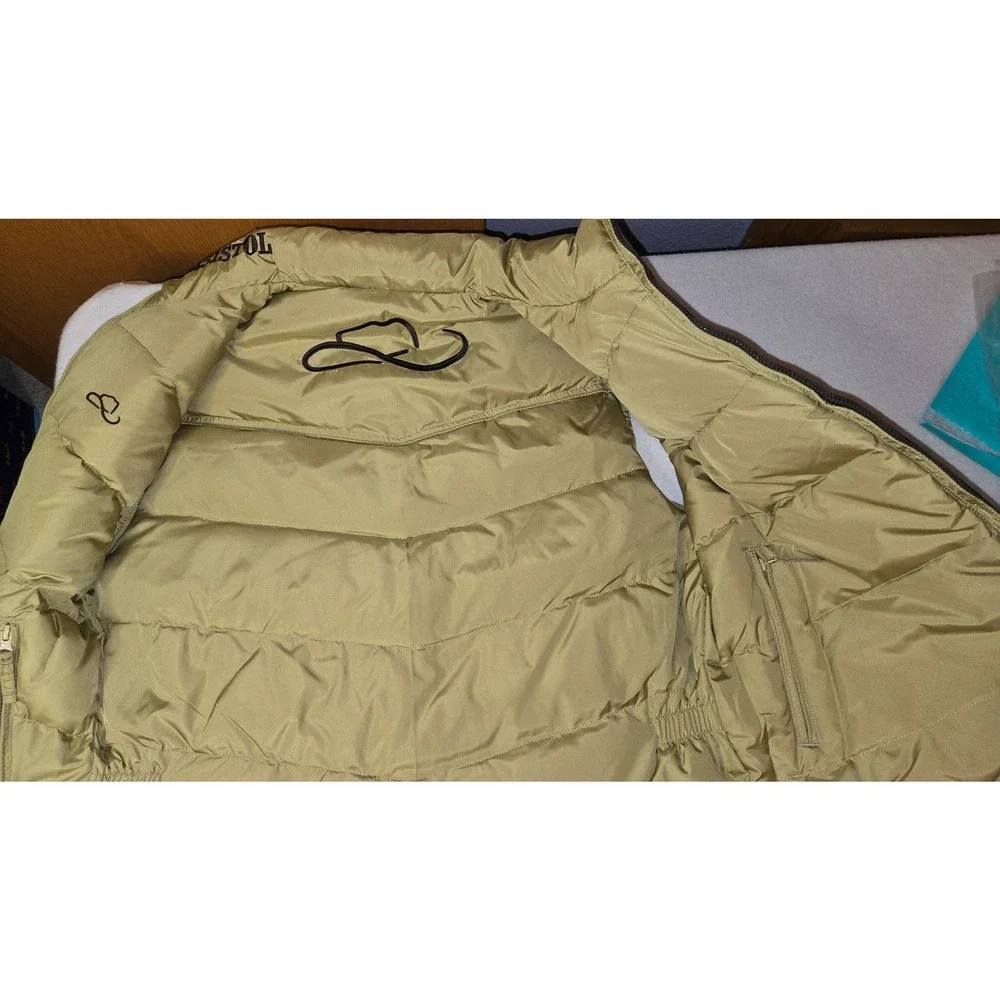 Resistol Ranch Mens Brown/Green Reversible Puffer Vest Down Fill size Large